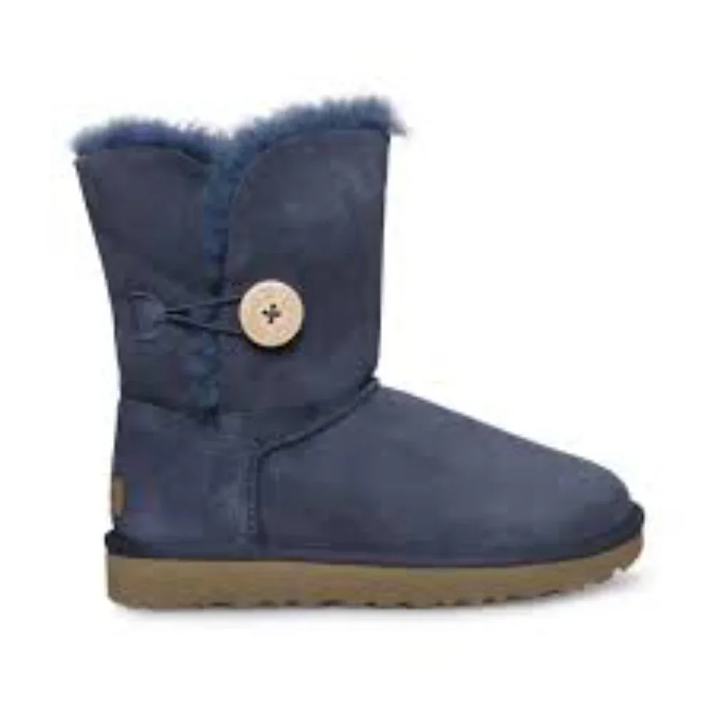 UGG Women's Bailey Button II Suede Fur‎ Ankle Winter Snow Boot Size 7